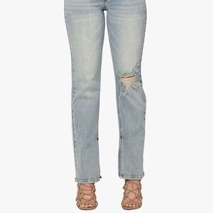 Judy Blue Women's High-Waisted Straight Leg Jeans with Open Crotch